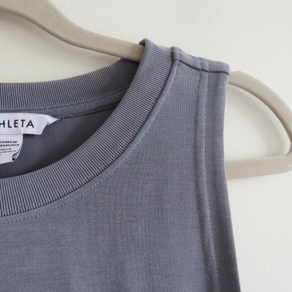 ATHLETA Seasoft Midi Dress in Coastline Blue Travel Casual Stretch Neutral Sz S - Picture 5 of 11